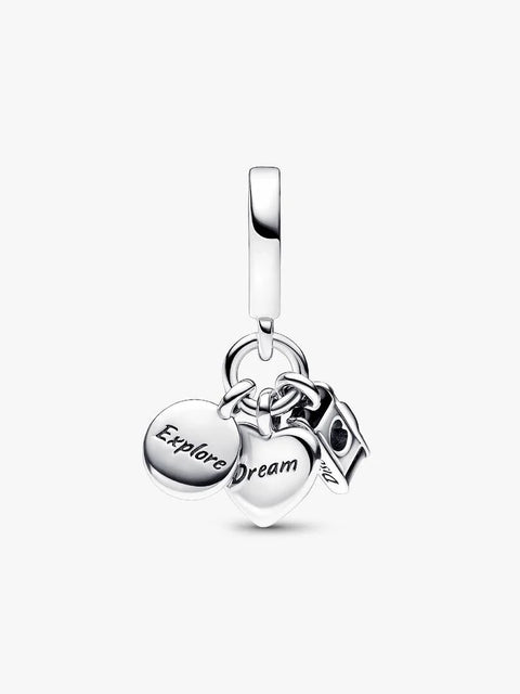Charm Pandora Fotocamera, Cuore e Bussola