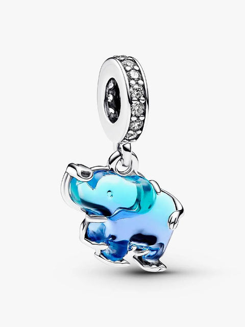 Charm Pandora Elefante in vetro di murano blu