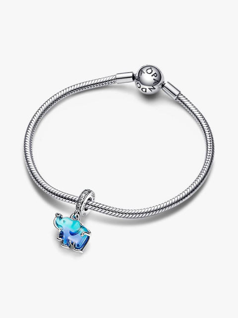 Charm Pandora Elefante in vetro di murano blu