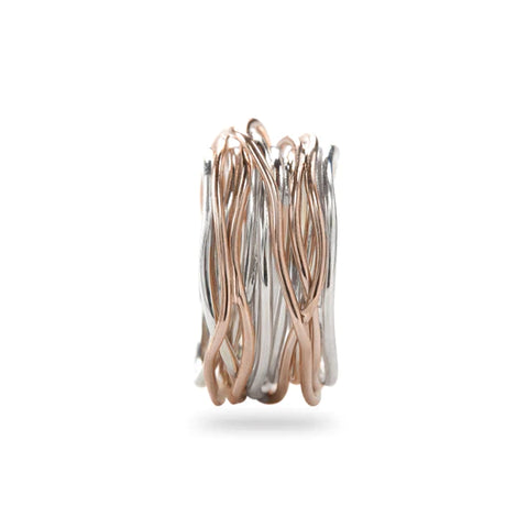 Filodellavita anello collezione Classic 13 fili argento e oro rosa
