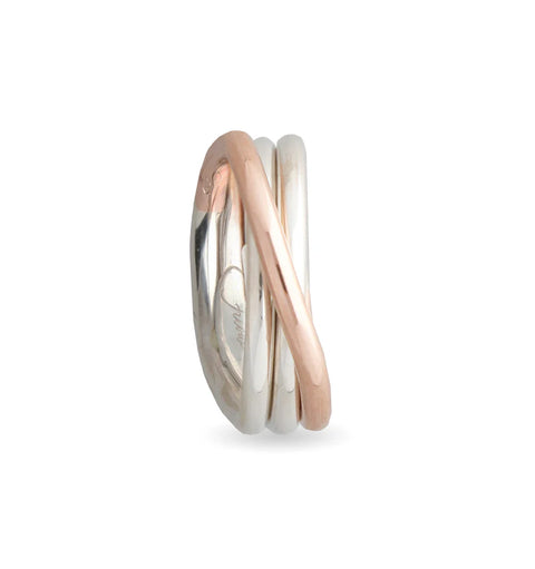 Filodellavita anello Classic 3 fili argento e oro rosa
