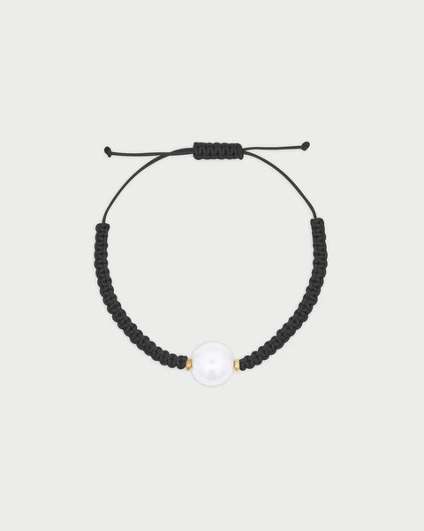 Rue Des Mille bracciale tessuto nero e perla BR-019 M4N AU