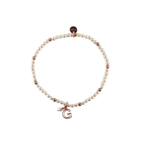 Rue Des Mille bracciale BR- LET PE BRACCIALETTO ELASTICO CON PERLE E PALLINE - LETTERA