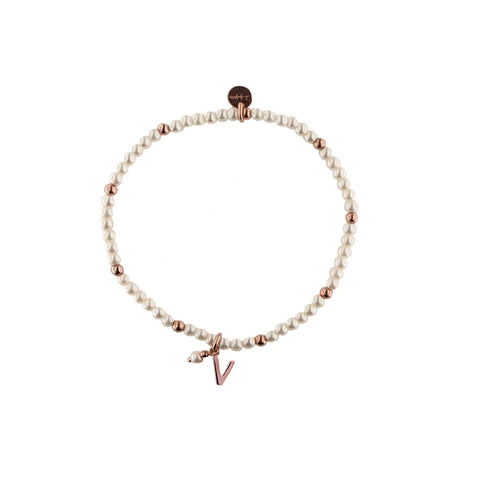 Rue Des Mille bracciale BR- LET PE BRACCIALETTO ELASTICO CON PERLE E PALLINE - LETTERA