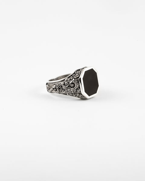 Nove25 CHEVALIER ROMEO IN ARGENTO CON PIETRA NERA