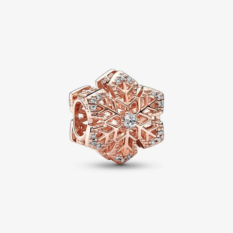 Charm Pandora Openwork Fiocco di neve rosè