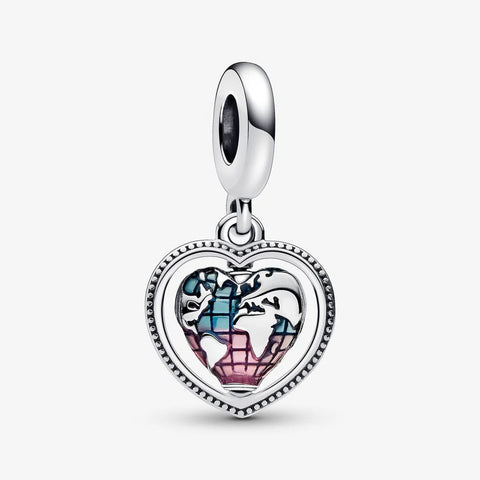Charm Pandora Globo a cuore girevole