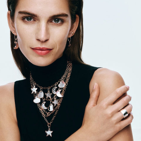 DoDo ciondolo XL luna in argento e oro rosa DMC5022-MOONL-0009A