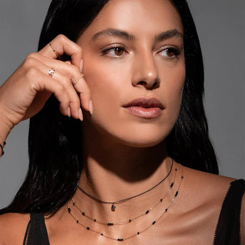 Rue des Mille collana girocollo cuore diamanti black e catena vernice 18K-GRV K8 DNCUO