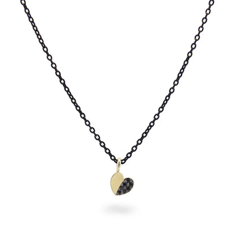 Rue des Mille collana girocollo cuore diamanti black e catena vernice 18K-GRV K8 DNCUO