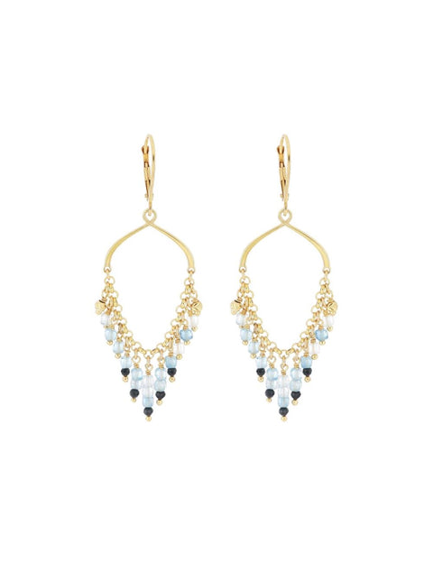 Maman et Sophie coppia di orecchini monachella frange acquamarina e spinelli