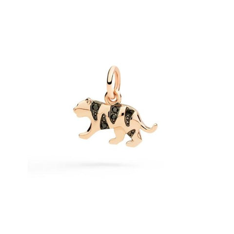 DoDo ciondolo Tigre in oro rosa e diamanti black DMC6028-TIGER-DBK9R